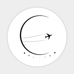 Aircraft crossing moonlight design Magnet